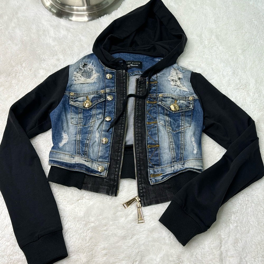 Philipp plein cropped denim jacket